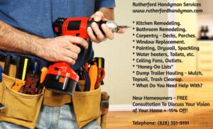 Handyman in Bostic, Rutherford, Forest City, Lake Lure, Spindale,